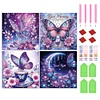 (4er Pack) Lila Schmetterling - speziell geformtes Diamond Painting - 30*30cm