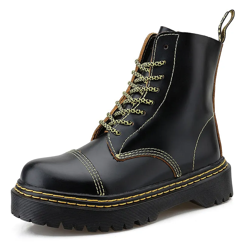 Ankle Boots Women 2021 New Winter Chunky Platform Boots Thick Bottom Punk Genuine Leather Motorcycle Botas Women Plus Size Boots