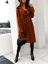 Stylish Lapel Collar Buttoned Pocket Solid Color Simple Woolen Outerwear