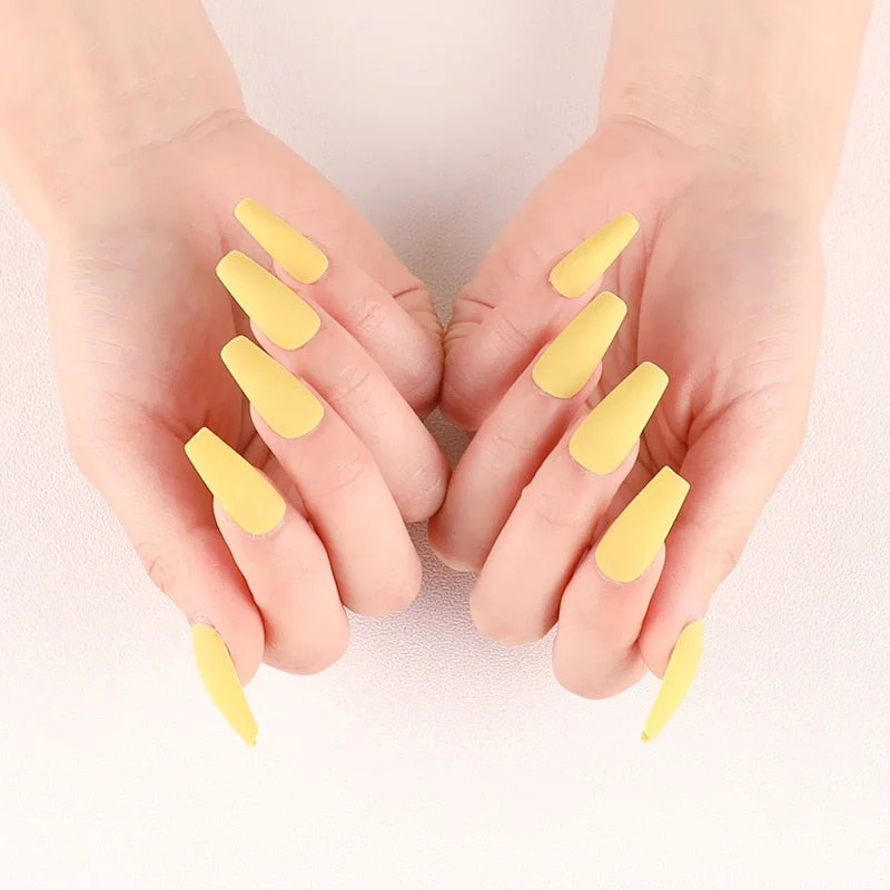 24pcs Long Sensual False Nail White Red Blue Fake Nail Extension Press On Nails Sharon Ladies Removable Decoration Nail Art-Nail Inspo