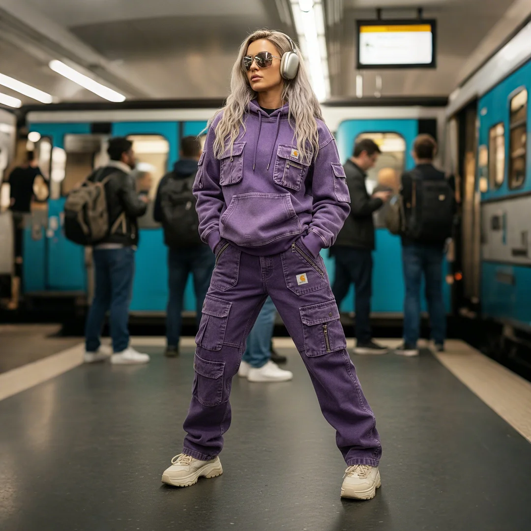 Street Style Multi-functional Multi-pocket Multi-zipper Retro Washed Cargo Trousers