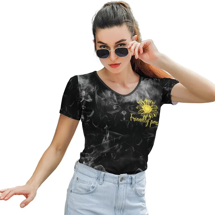 T-Shirt &Agrave; Col Rond &Agrave; Manches Courtes Pour Femme