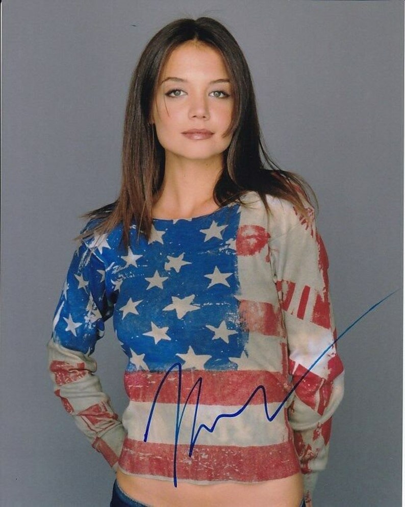 Katie holmes signed autographed american flag shirt Photo Poster painting