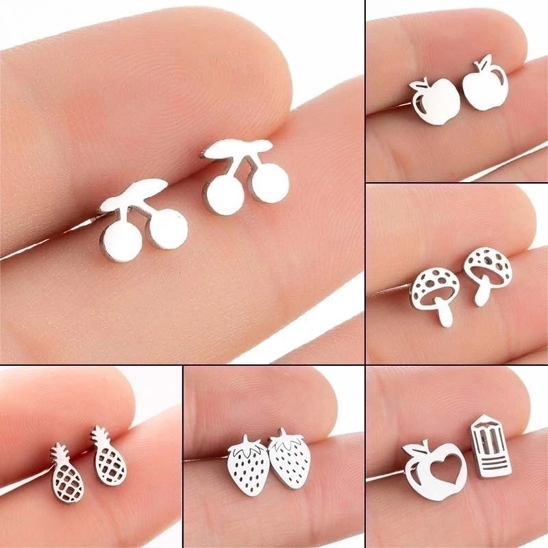 1 Pair Minimalist Fruit Stainless Steel Ear Studs