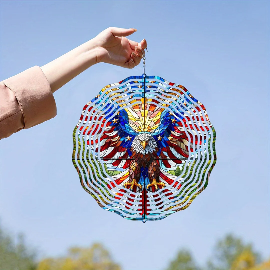 3D Hanging Wind Spinner 360 Degree Rotating 10-Inch Garden Wind Spinners Hanging Wind Catcher Art Gift for Home Garden Halloween Christmas (eagle)