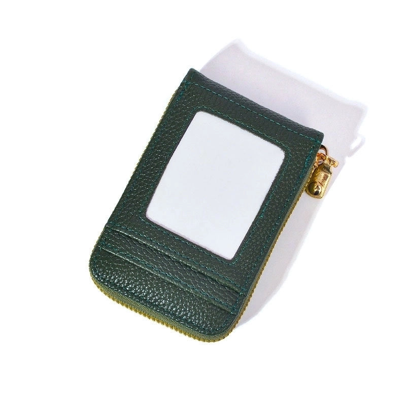 Women’s Solid Color Pu Leather Zipper Card Holders