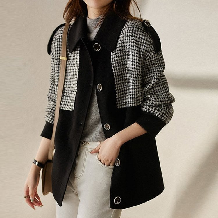 Casual Shift Houndstooth Outerwear QueenFunky