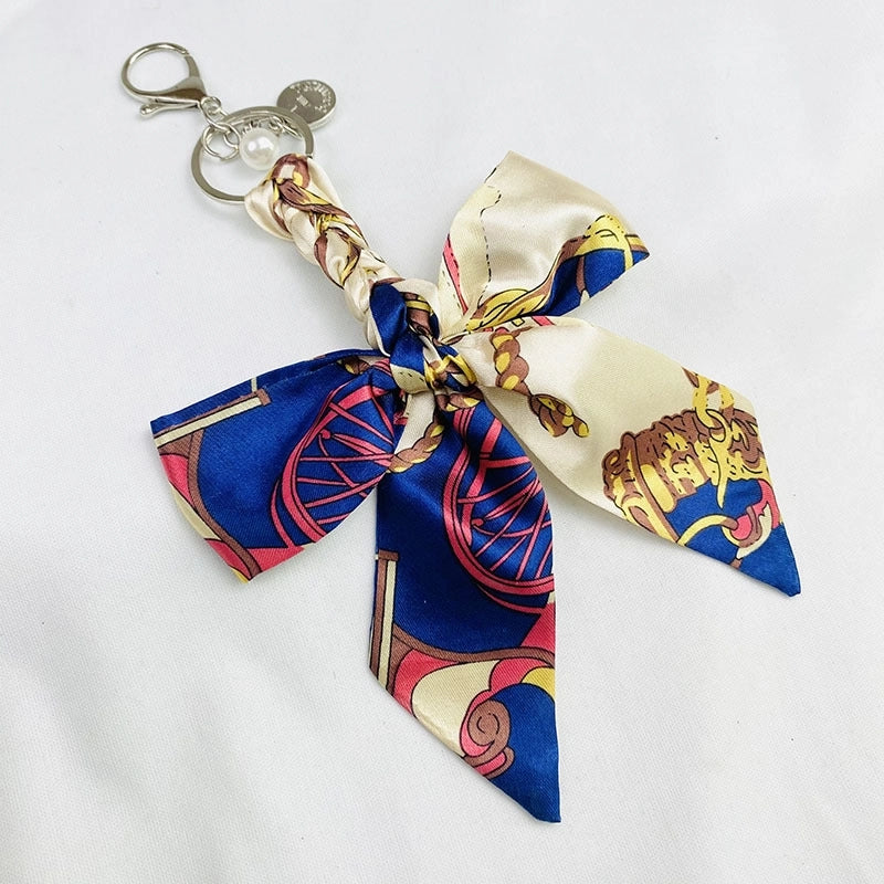 Sweet Minimalist Bow Knot Cloth Metal Unisex Bag Pendant Keychain