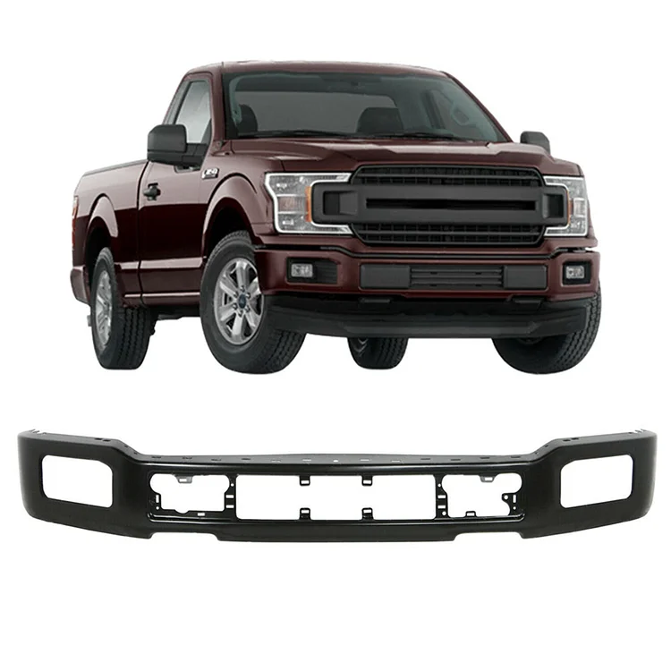 SEBLAFF Black Primered Steel Front Bumper Face Bar with Fog Light Holes Replacement for 2018-2020 F150 JL3Z17757EPTM
