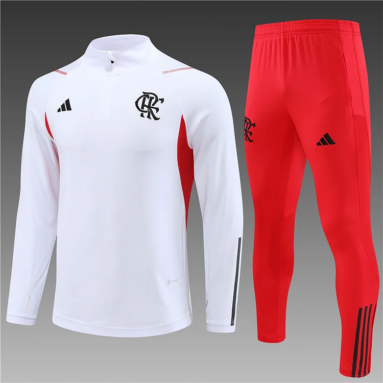 2023-24 Flamengo White Half-Drawn Training Jersey