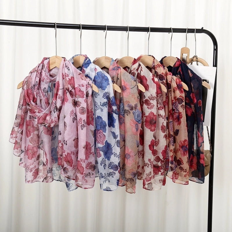 Women's Retro Lady Printing Rose Rayon Polyester Printing And Dyeing Printing Dyeing Scarf Shawl Hijab