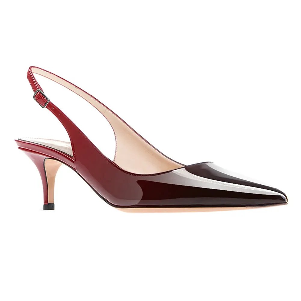 Women's Pointed Toe Slingback Shoes Kitten Heel Pumps Comfortable Dress Gradient Shoes-vocosishoes