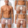 Men's Sexy Ultra-Thin Ice Silk Mesh-Panelled Transparent Boxer Briefs