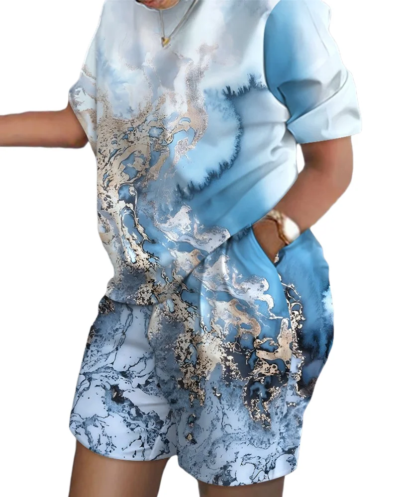 Uveng Uveng Women's Explosive Print Short Sleeve Two-Set Commuter Set
