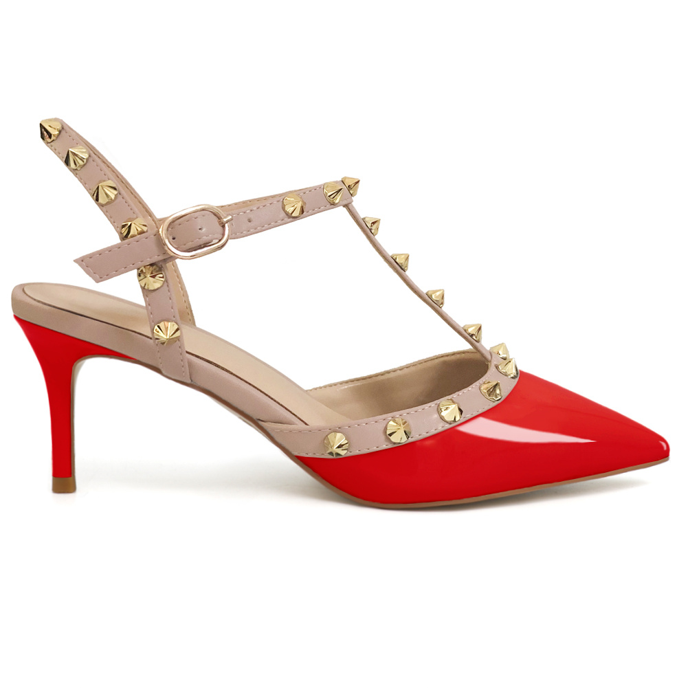 2.36” Kitten Heels Strap Sandals for Women Slingback Pumps Closed Toe Sandals-MERUMOTE