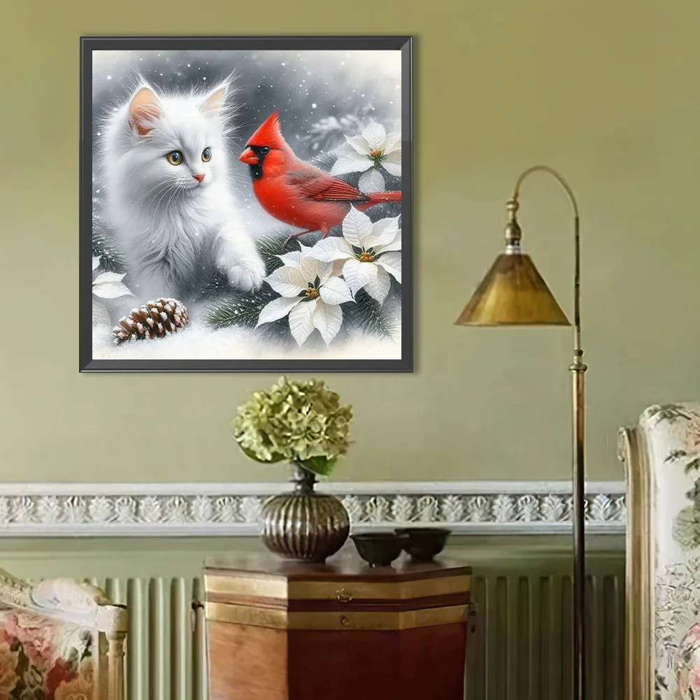 Diamond Painting - Full Round Drill - Cat Cardinal(Canvas|40*40cm)