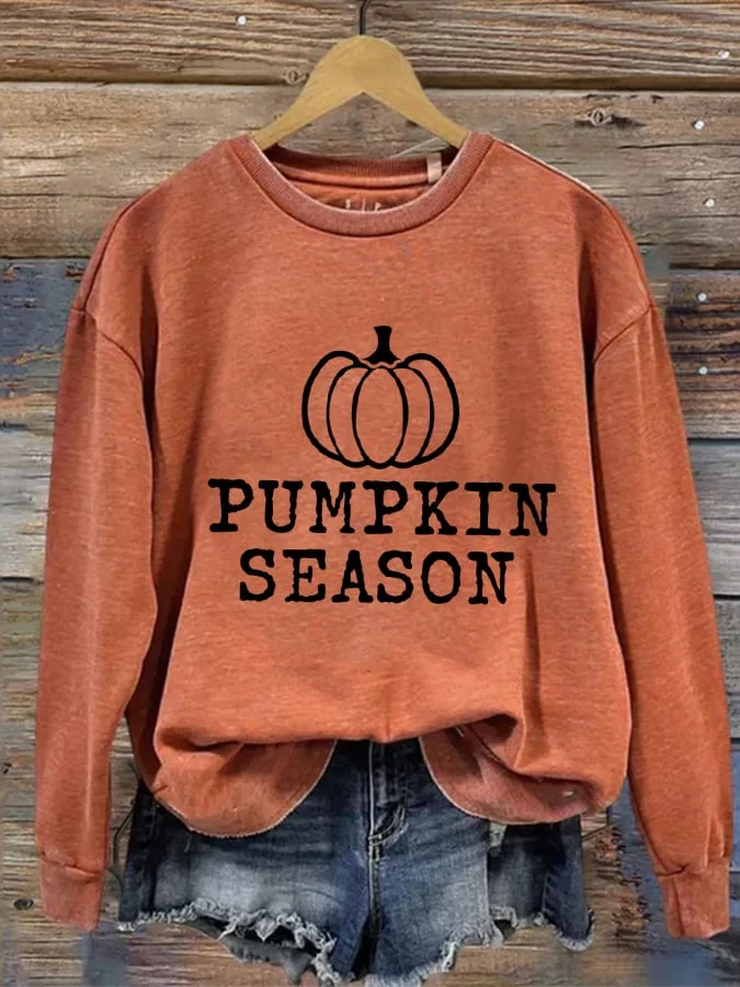 Women's Pumpkin Season Print Casual Sweater