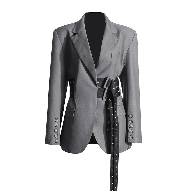 Woherb Woherb Temperament Trend Wind Suit Autumn 2024 New Small Niche Design Lapel Tie Suit Jacket Female-Outfit Ideas