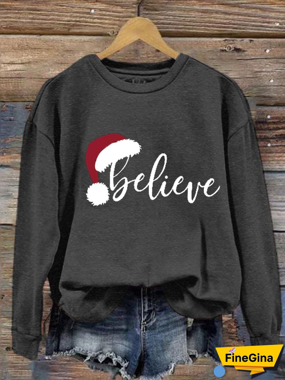 Women's Merry Christmas Christmas Believe Printed Sweatshirt