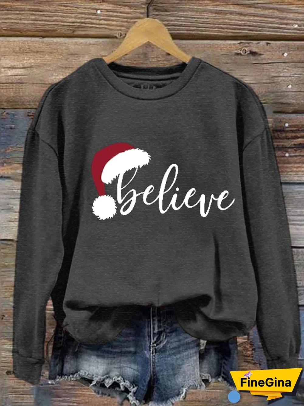 Women's Merry Christmas Christmas Believe Printed Sweatshirt