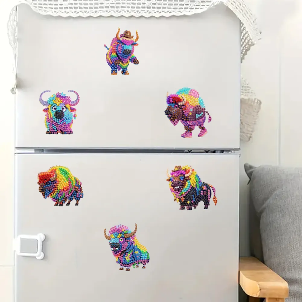 6Pcs Diamond Painting Refrigerator Magnets Diamond Art Kits for Adults (E)