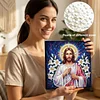 uk.everydayedeals DIY Pearl Painting With Frame - Handmade Self-Adhesive Pearls - Jesus(25*25cm)