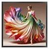 Colorful Dress Girl-11CT Stamped Cross Stitch 45*45cm/17.72*17.72in