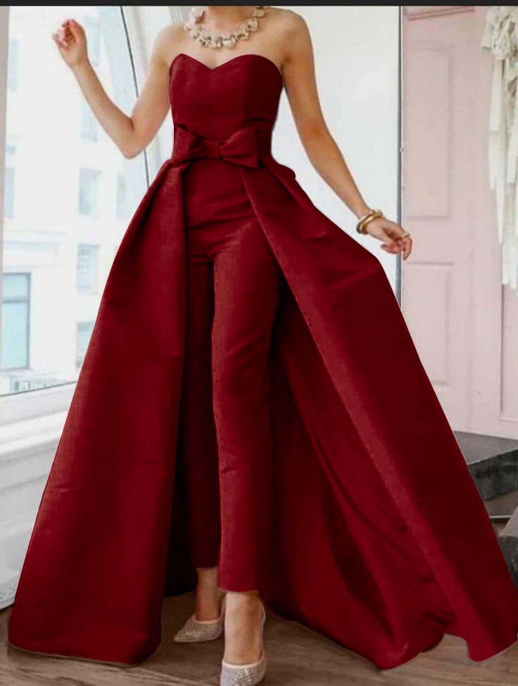 Hidais Stuning Pink Sweetheart Sleeveless Strapless High Waist jumpsuit 