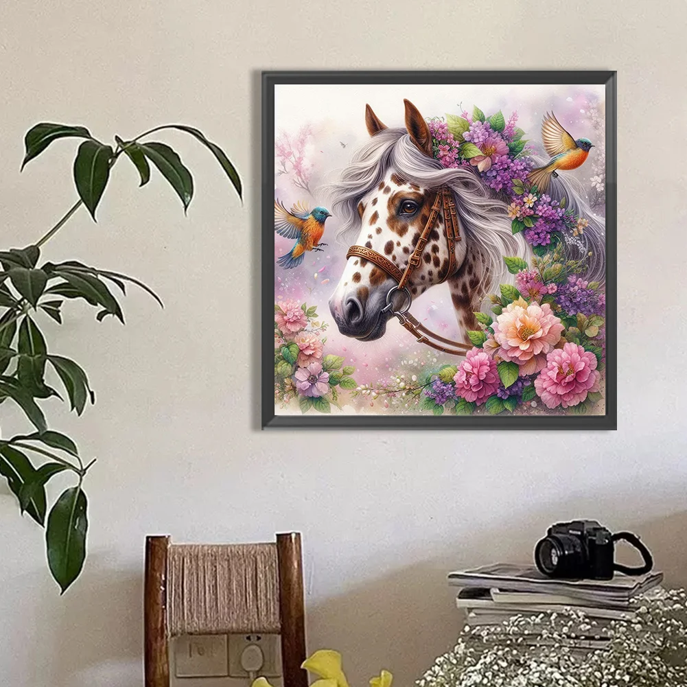 Diamond Painting - Full Round Drill - Flower Horse(Canvas|40*40cm)