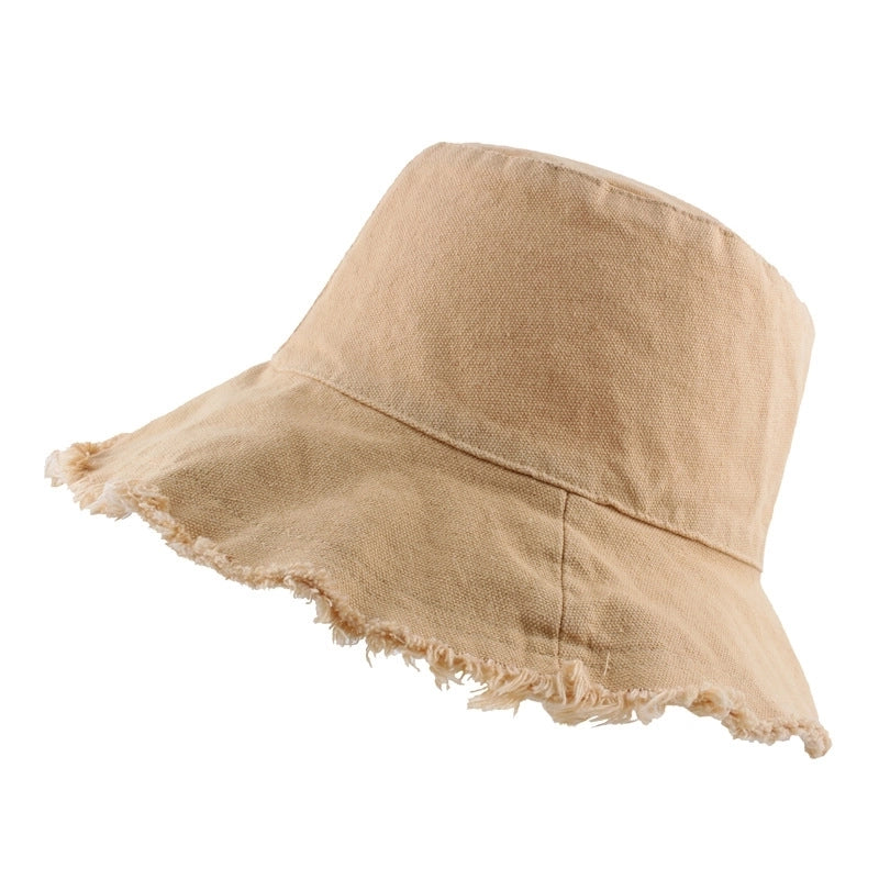 Women's Pastoral Minimalist Solid Color Wide Eaves Bucket Hat