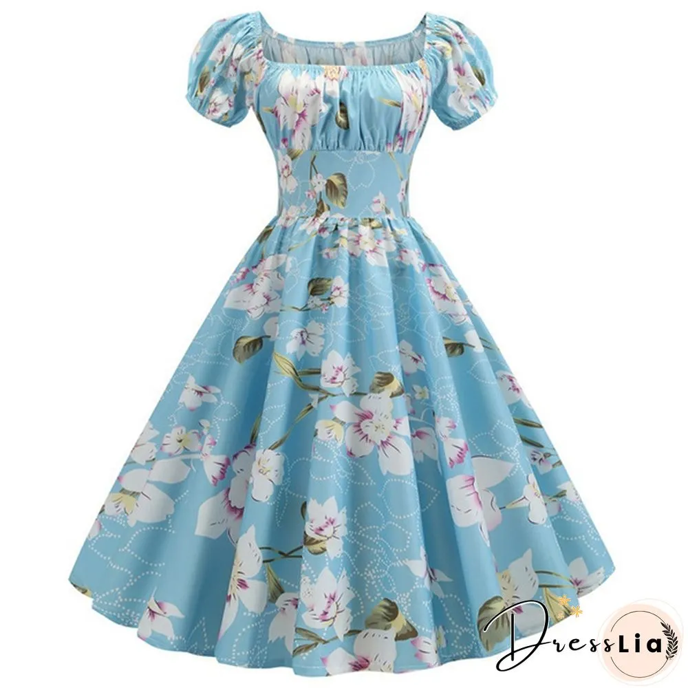 Plus Size Party Dress Rockabilly Vintage Womens Fashion Summer Casual Short Sleeve Ladies