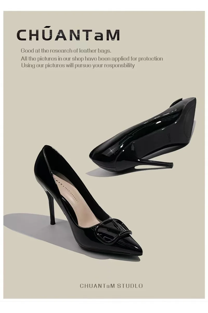 Breakj Breakj Mother Temperament Of The Same Temperament Naked High-Heeled Women 2025 New Design Sense Of Small French V Buckle Tip