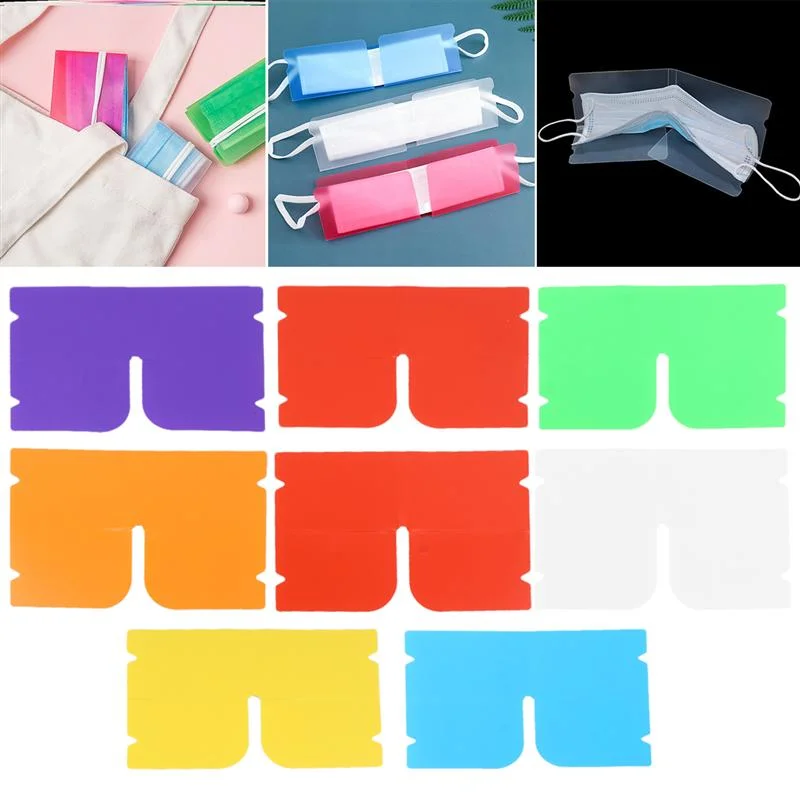 10pcs Portable Reusable Mask Storage Case Holder Foldable Mask Storage Clip Anti-Cross Infection Storage Clip (Random Color)