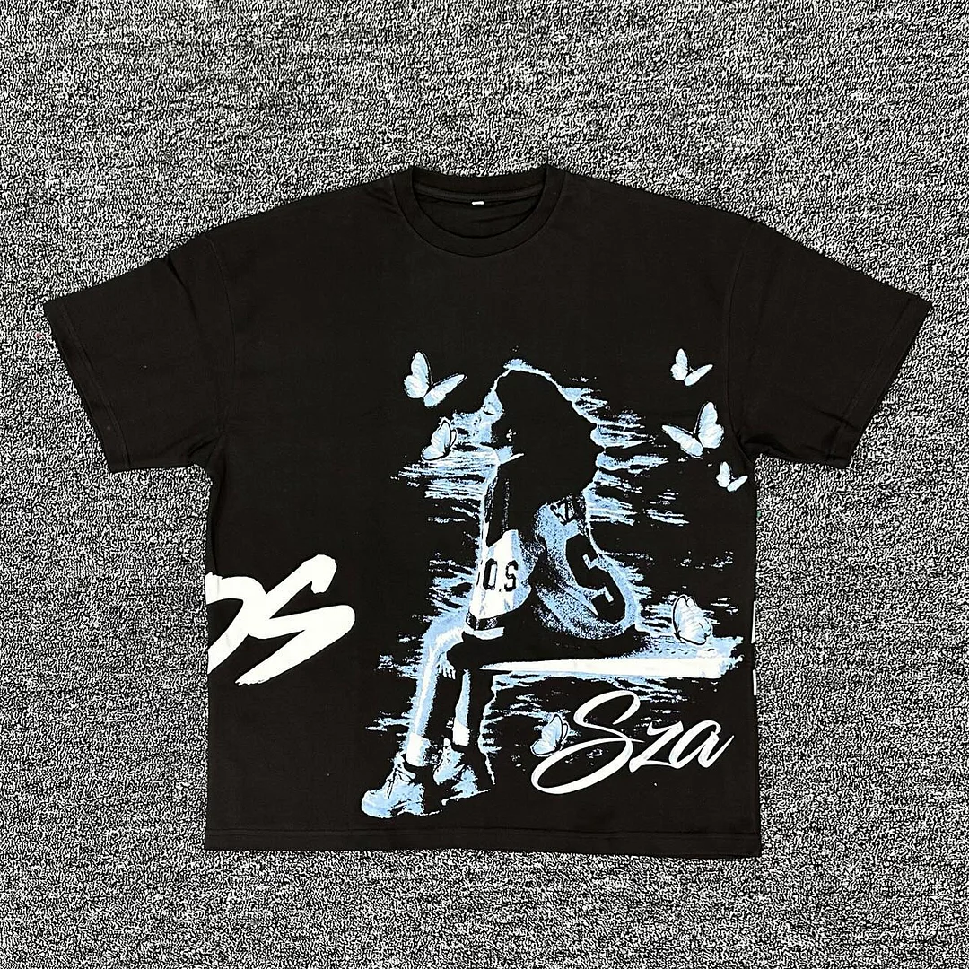 Retro hip-hop trendy printed street T-shirt