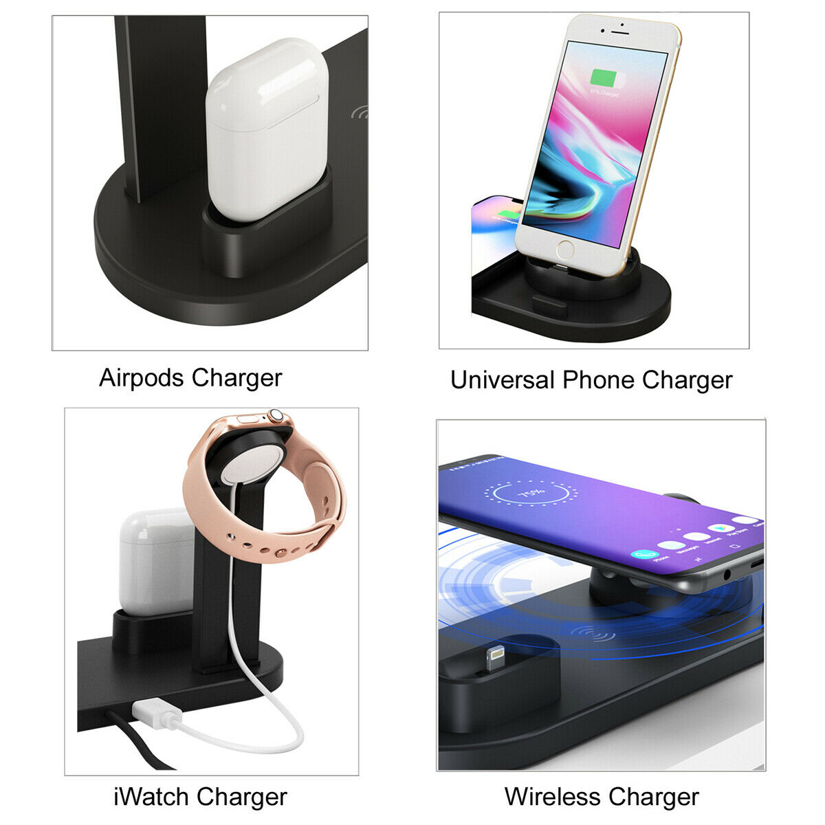 Image 51 - 3 in1 Charging Dock Charger Stand For Apple Watch Series/Air Pods iPhone Station