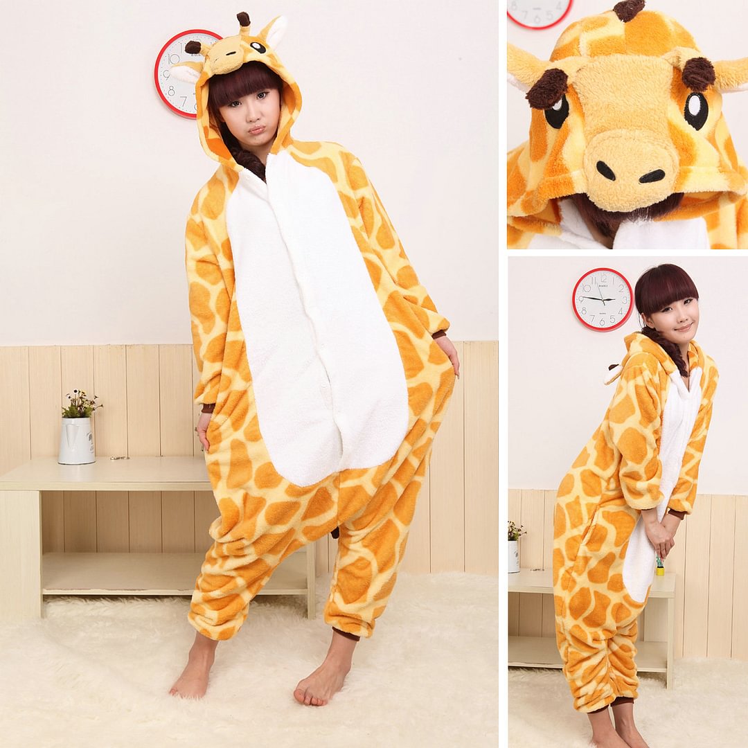 Giraffe Onesie Hoodie Pajamas Fleece Animal Costume Kigurumi-Pajamasbuy