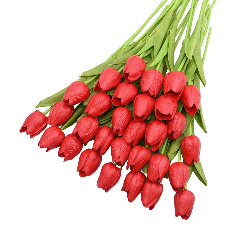 31Pcs/lot Tulips Artificial Flowers PU Calla Fake Flowers Real Touch Flowers for Wedding Decoration Home Party Decoration Favors