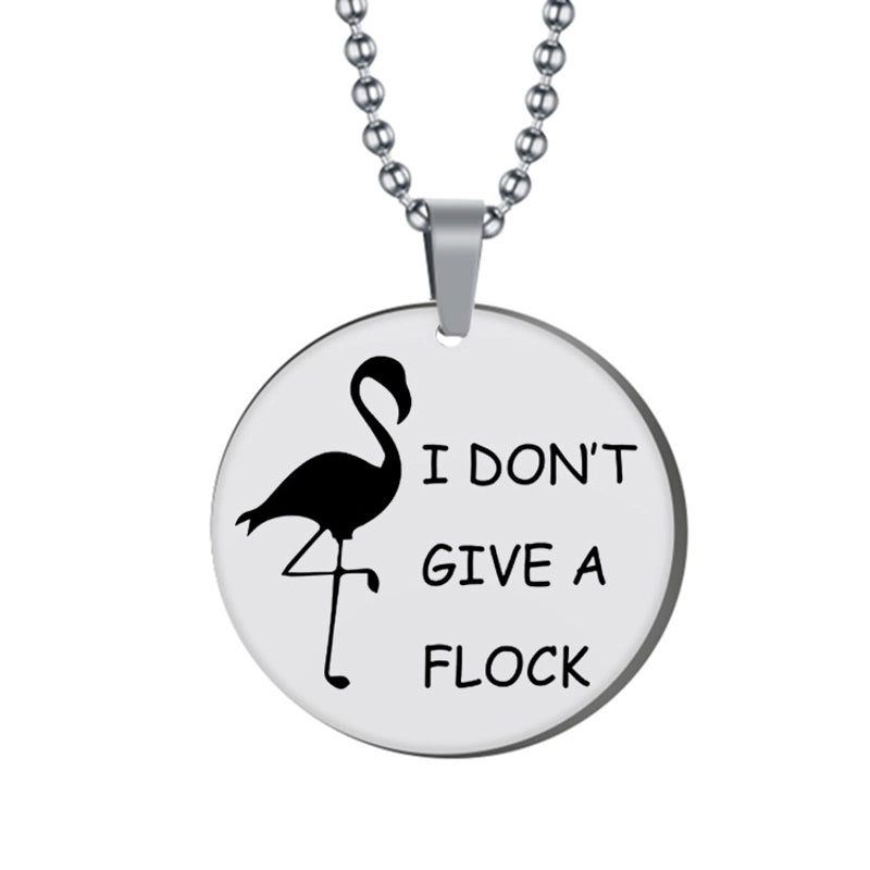 Minimalist Letter Flamingo Stainless Steel Unisex Bag Pendant Memorial Keychains