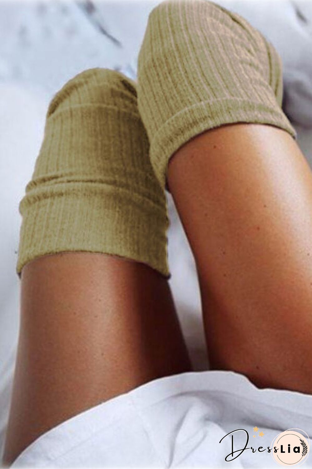Casual Solid Knitted Thigh-High Socks