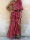 Polka Dot One-Shoulder Maxi Dress