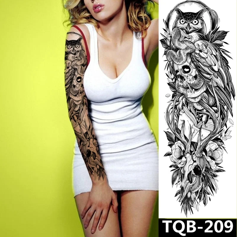 Waterproof Temporary Tattoo Sticker Totem Mechanical Full Arm Large Size Sleeve Tatoo Fake Tatto Flash Tattoos For Men Women