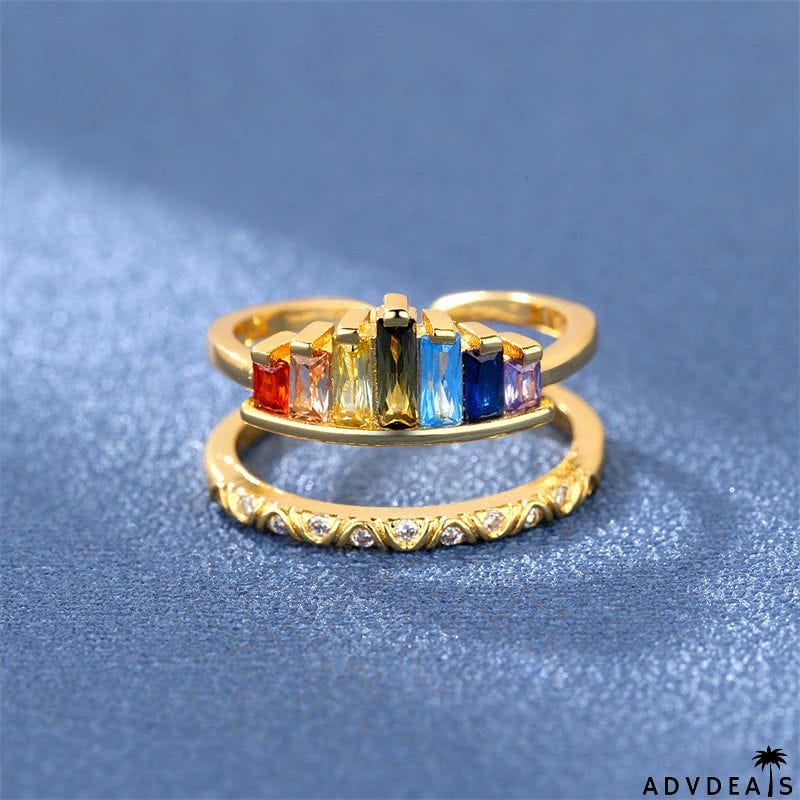 Fashion Opening Adjustable Rainbow Crown Ring