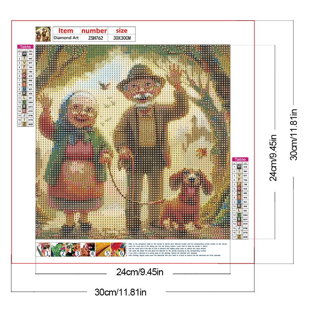 Diamond Painting - Full Round Drill - Old Couple(Canvas|30*30cm)