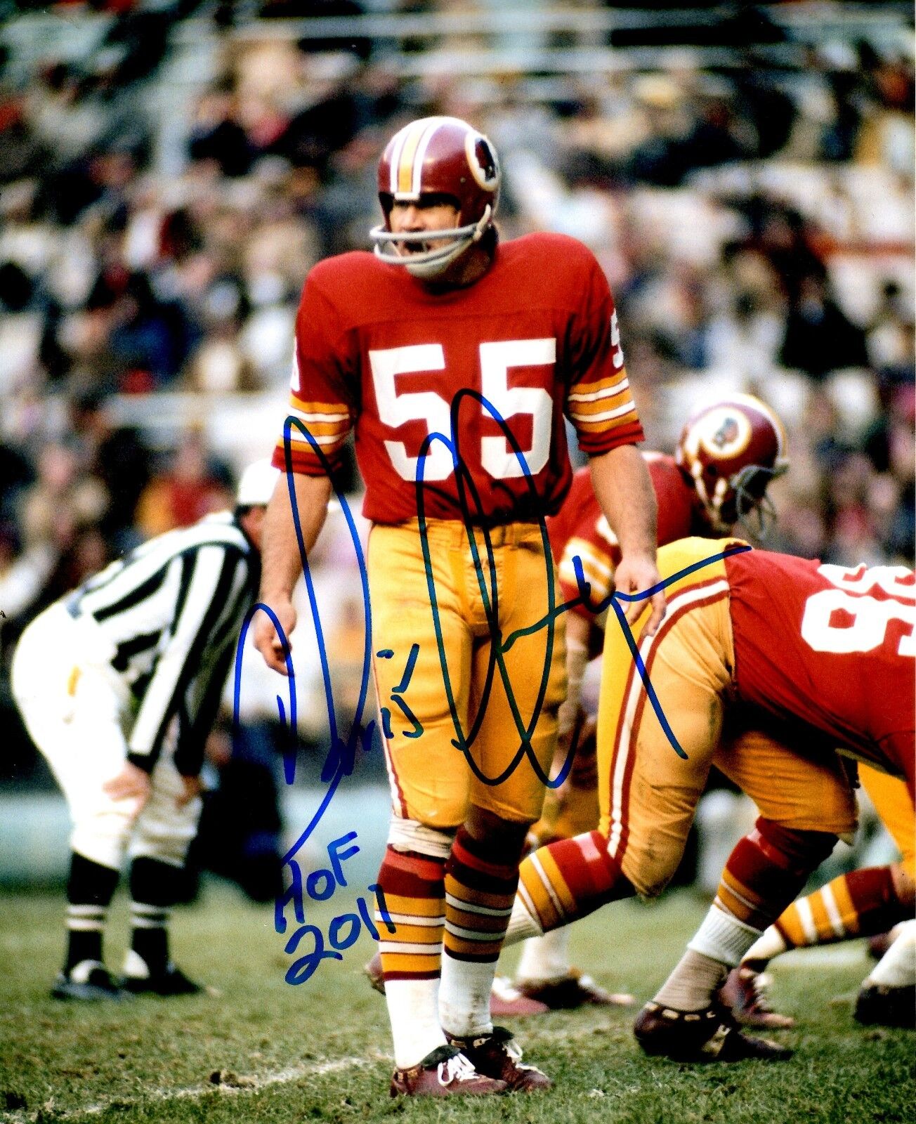 Signed 8x10 CHRIS HANBURGER HOF Washington Redskins Autographed Photo Poster painting - w/COA