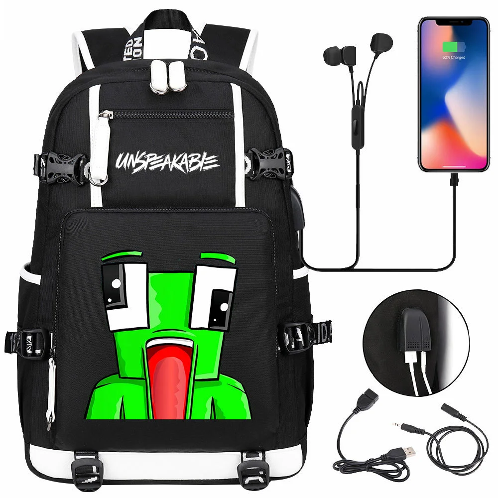 Buzzdaisy Unspeakable Double-Sided Backpack with USB Charging and Laptop Compartment - Multi-Pocket, Large Capacity School Bag