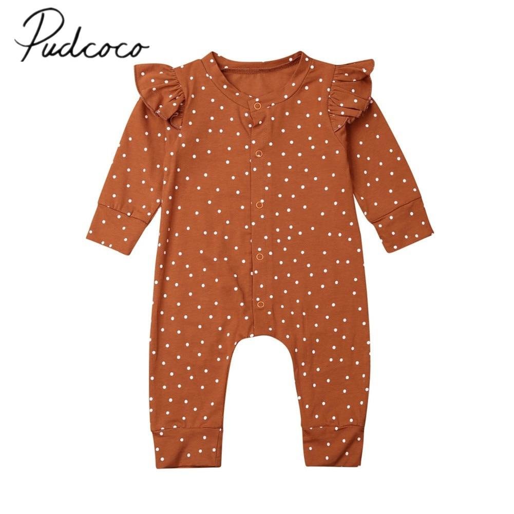 2019 Baby Spring Autumn Clothing Newborn Baby Girl Polka Dots Romper Fly Long Sleeve Jumpsuit Playsuit Outfit Casual Clothes