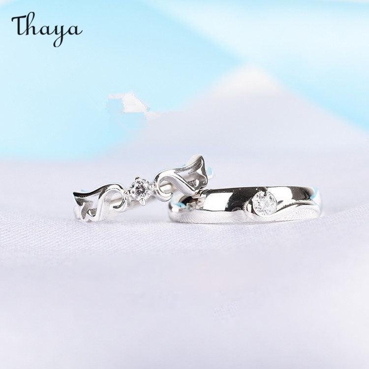 Thaya 925 Silver Bird Adjustable Couple Rings