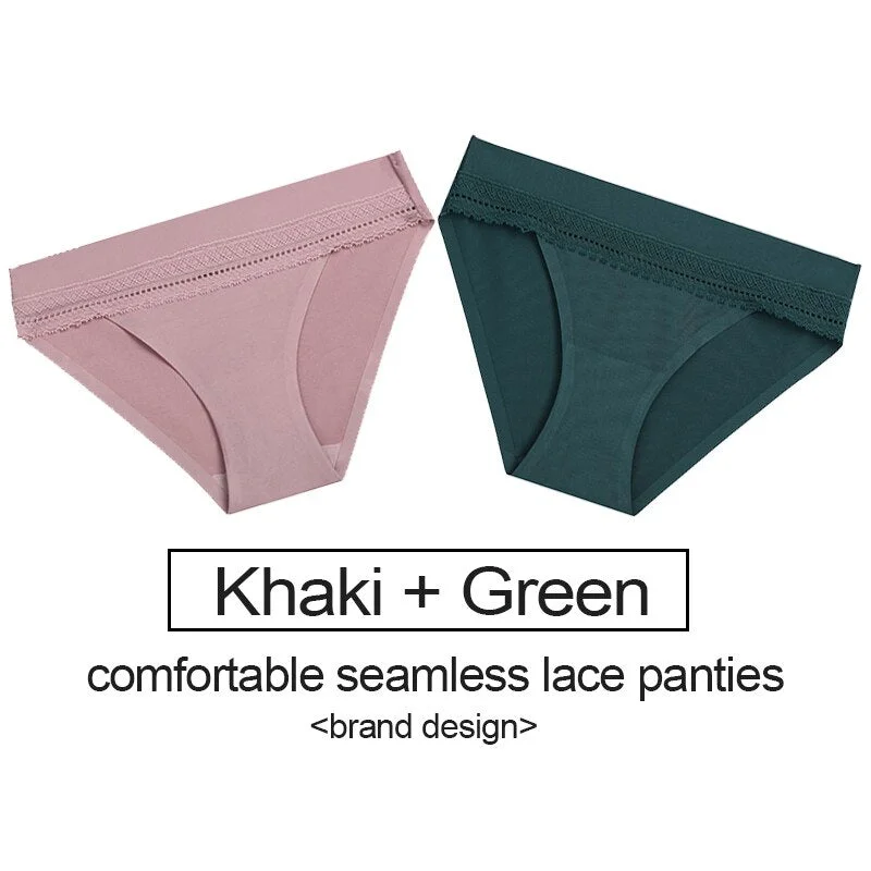 2PCS/Set Lace Panties Women's Underwear Female Lingerie Seamless Panties Underpants Sexy Briefs Intimates Woman Girls Pantys