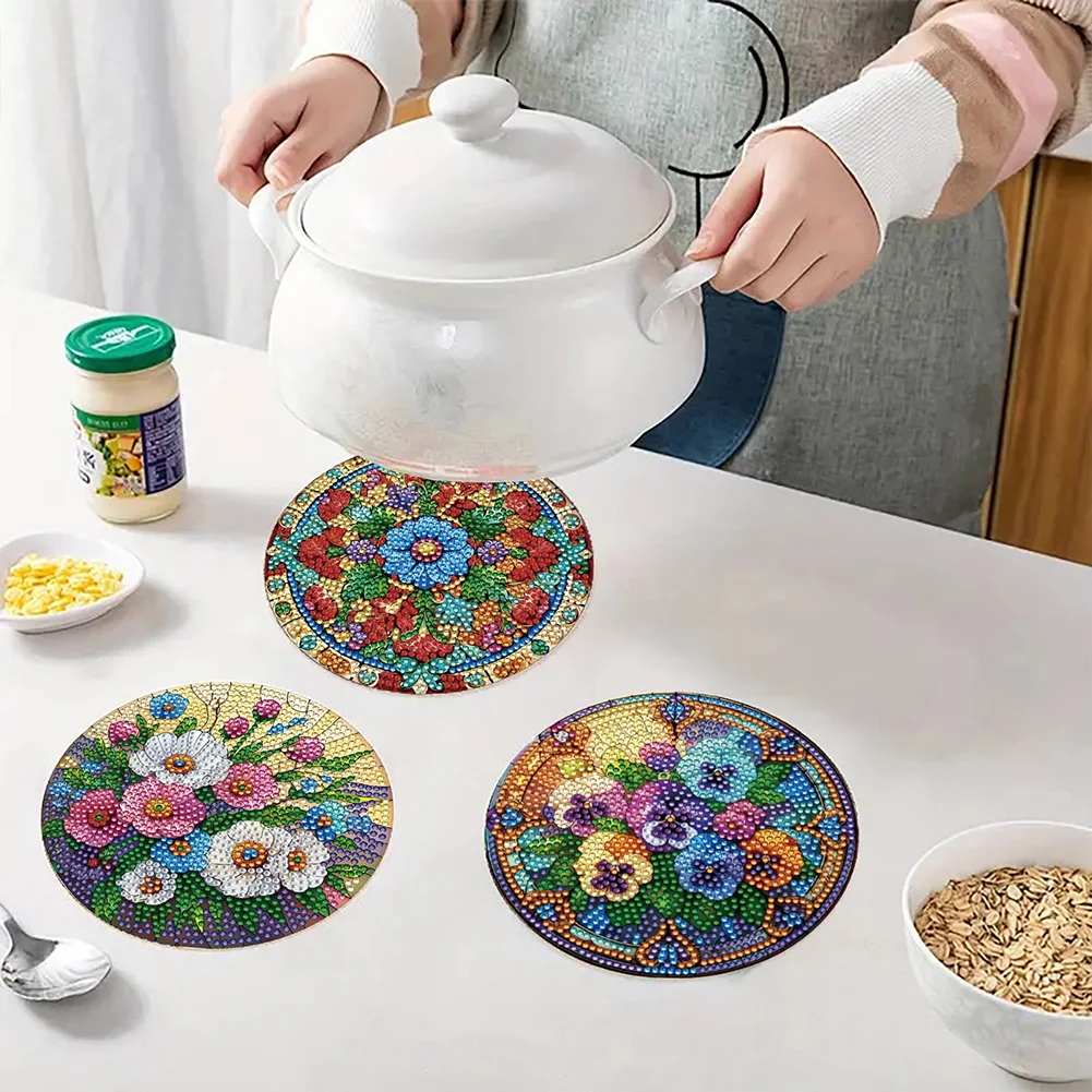 DIY Diamond Dot Kits Flowers Diamond Painting Placemats Projects for Beginner
