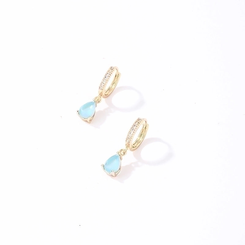 1 Pair Casual Sweet Minimalist Round Water Droplets Plating Inlay 304 Stainless Steel Copper Zircon Gold Plated Drop Earrings